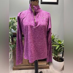 Nike dri fit purple marled 1/2 zip up running top. Size M.